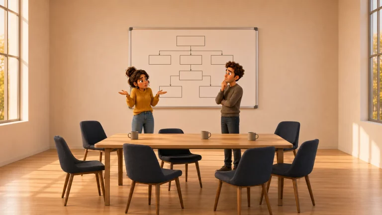 Un plan de transformation abandonné au tableau, la salle vide : le changement fait peur