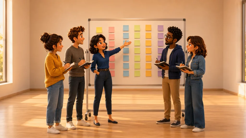 Des managers au tableau, l'équipe en retrait : ce sont eux qui portent tout