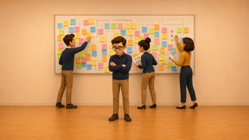 Un mur de post-it et un participant qui se tait : la formation au questionnement pour facilitateurs